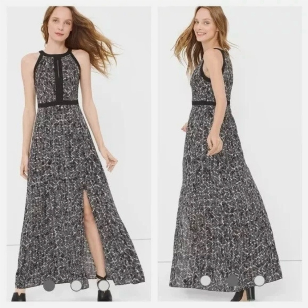 WHBM Elegant Black and White Patterned maxi Dress Size 2